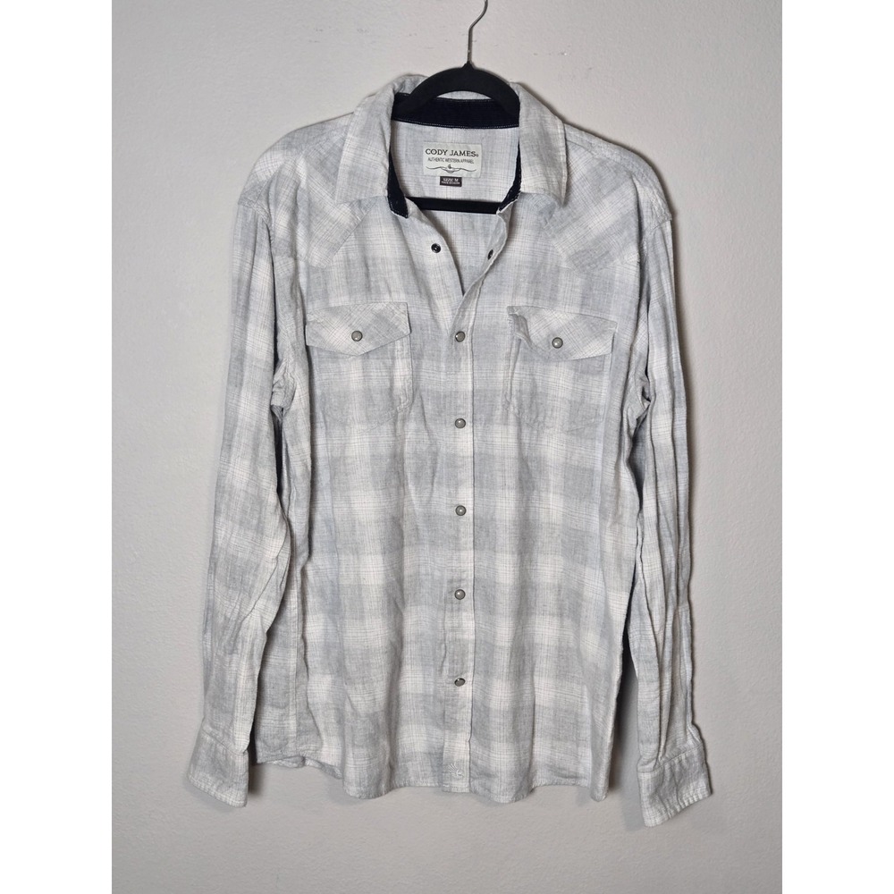 Cody James Authentic Western Apparel Flannel Shirt Men's Medium Plaid Pearl Snap
